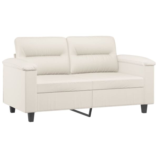 vidaXL 2-osobowa sofa z poduszkami, kremowa, 120 cm, sztuczna sk&oacute;ra