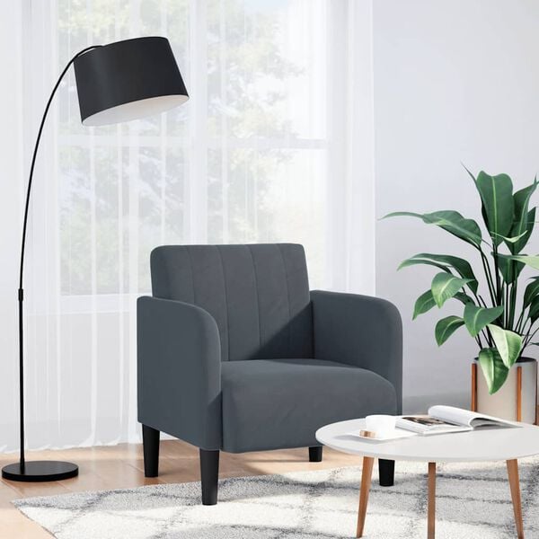 vidaXL Sofa Fotel z Podłokietnikami Ciemnoszary 54 cm Aksamit