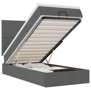vidaXL Rama ł&oacute;żka otomana z materacem, szara, 100x200 cm, tkanina