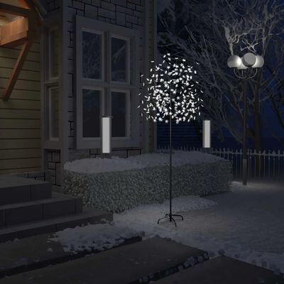 vidaXL Drzewko z lampkami, 220 LED, zimny biały, kwiat wiśni, 220 cm