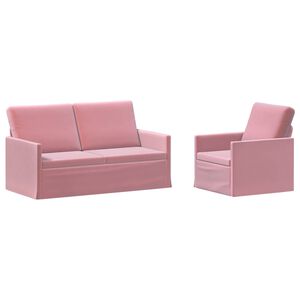 vidaXL Zestaw Sof 2 pcs r&oacute;żowy Welur