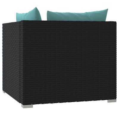 vidaXL 2-osobowa sofa ogrodowa z poduszkami, czarna, polirattan
