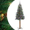 vidaXL Szczupła Choinka Zielony 180 cm PVC i lite drewno sosnowe