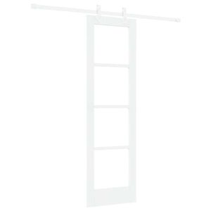 vidaXL Drzwi przesuwne Biały 61 x 198,5 cm Lite drewno sosnowe i szkło