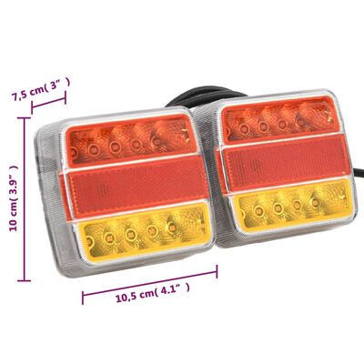 vidaXL Lampy LED do przyczepy, 2 szt., czerwone, 10,5x7,5x10 cm, 12 V