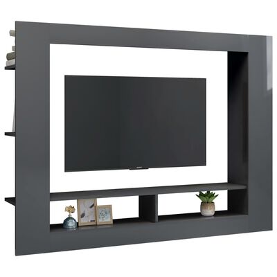 vidaXL Szafka pod TV, szara, wysoki połysk, 152x22x113 cm