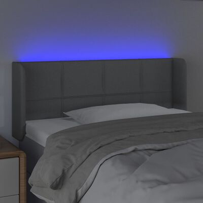 vidaXL Zagłówek do łóżka z LED, jasnoszary, 93x16x78/88 cm, tkanina