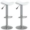 vidaXL Stołki barowe, 2 szt., białe chromowana stal i skóra