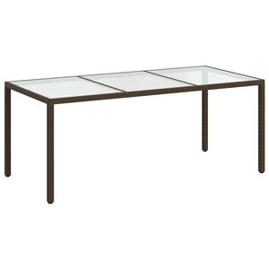 vidaXL St&oacute;ł ogrodowy, brązowy, 190x90x75 cm, szkło i rattan PE