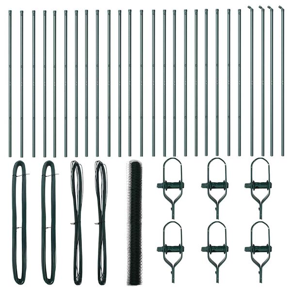 vidaXL Słupek ogrodzeniowy. Zielony 50 x 1,5 m (siatka 50 mm)