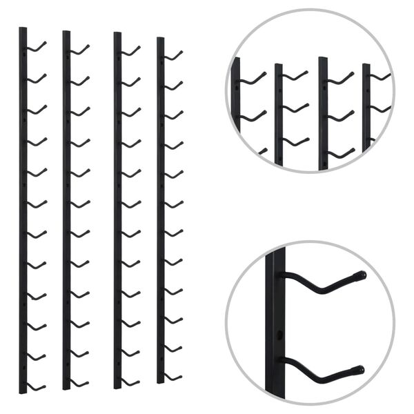 vidaXL Ścienne stojaki na 12 butelek wina, 2 szt., czarne, żelazne