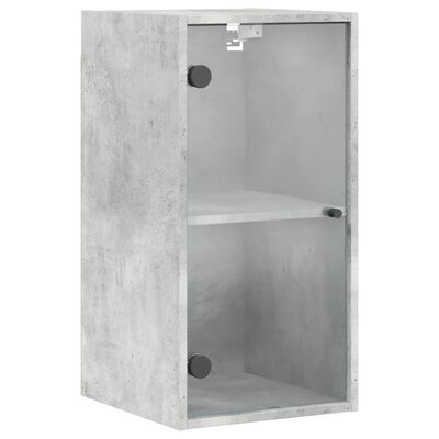 vidaXL Szafka wisząca, szklane drzwi, szarość betonu, 35x37x68,5 cm