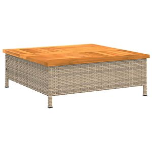vidaXL Stolik ogrodowy, beżowy, 70x70x25 cm, rattan i drewno akacjowe