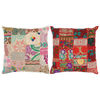 vidaXL Poduszki patchworkowe, 2 szt., 45 x 45 cm, czerwona i beżowa