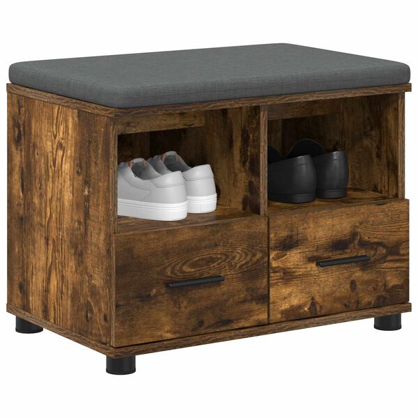 vidaXL Ławka w przedpokoju z poduszką Dąb wędzony 60 x 38 x 46 cm