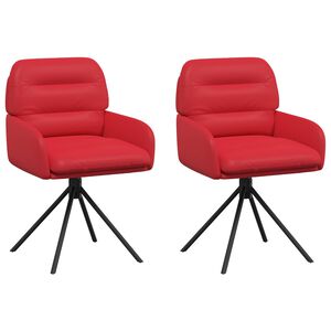 vidaXL Obrotowe krzesła jadalniane 2 pcs Ekosk&oacute;ra czerwony