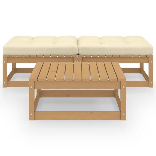 vidaXL 3-cz. zestaw wypoczynkowy z poduszkami, lite drewno sosnowe