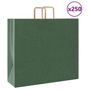 vidaXL Torby papierowe 250 szt. z uchwytami zielone 54x15x49 cm