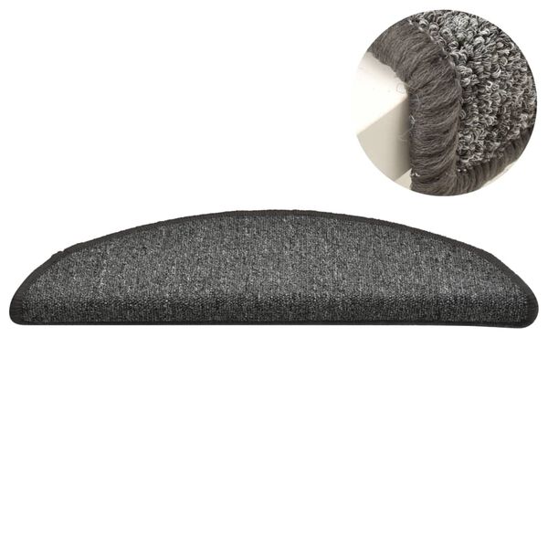 vidaXL Maty na schody 15 szt. 56x17x3 cm Ciemnoszary Półokrągły