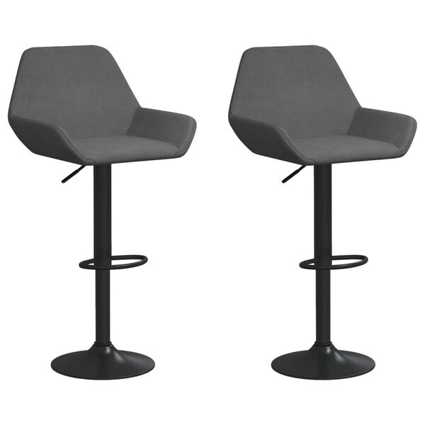 vidaXL Stołki barowe, 2 szt., ciemnoszare, obite aksamitem