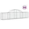vidaXL Kosze gabionowe, 6 szt, 200x30x40/60 cm, galwanizowane żelazo