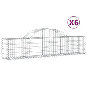 vidaXL Kosze gabionowe, 6 szt, 200x30x40/60 cm, galwanizowane żelazo