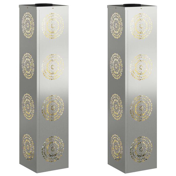 vidaXL Słoneczna LED lampa na ścieżkę 2 pcs Srebrny Stal ocynkowana