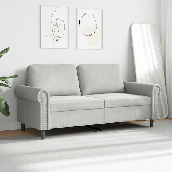 vidaXL Sofa 2-osobowa, jasnoszara, 140 cm, tapicerowana aksamitem