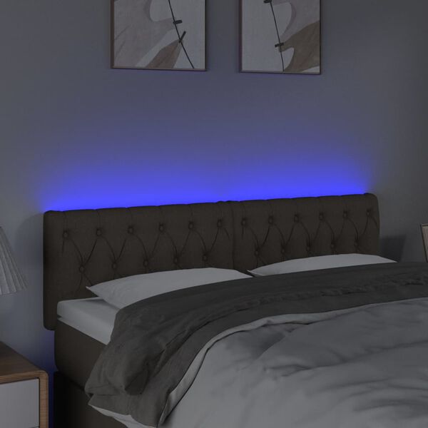 vidaXL Zagłówek do łóżka z LED, taupe, 144x7x78/88 cm, tkanina