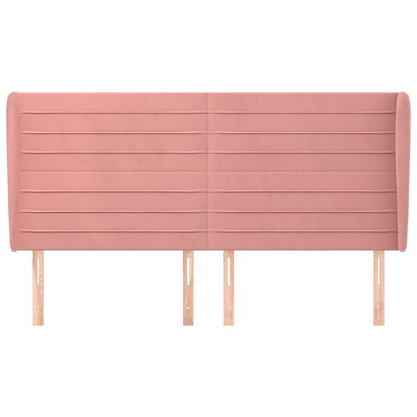 vidaXL Zagł&oacute;wek uszak, r&oacute;żowy, 163x23x118/128 cm, aksamit