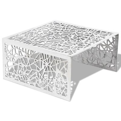 vidaXL Ażurowy stolik kawowy z aluminium, kolor srebrny