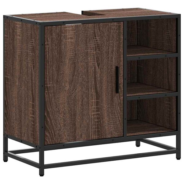 vidaXL Szafka pod umywalkę, brązowy dąb, 65x33x60 cm