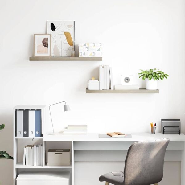 vidaXL P&oacute;łki ścienne, 2 szt., kolor dębowy, 80 x 23,5 x 3,8 cm, MDF