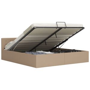 vidaXL Rama ł&oacute;żka z podnośnikiem, cappuccino, ekosk&oacute;ra, 160 x 200 cm