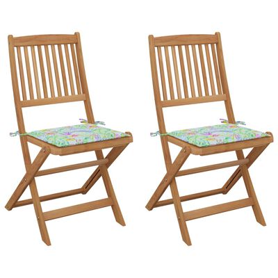 vidaXL Składane krzesła ogrodowe z poduszkami, 2 szt., drewno akacjowe
