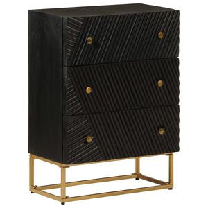 vidaXL Komoda, czarna, 55x30x76 cm, lite drewno mango i żelazo