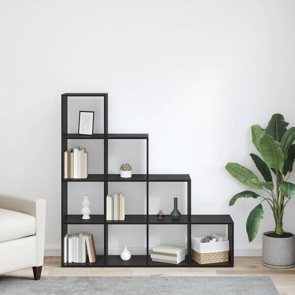 vidaXL Przegroda na książki Czarny Dąb 131,5 x 29 x 131,5 cm