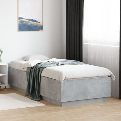 vidaXL Rama łóżka, szarość betonu, 100x200 cm, materiał drewnopochodny