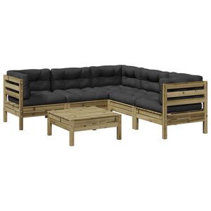 vidaXL 6-cz. ogrodowy zestaw wypoczynkowy z poduszkami, sosnowy