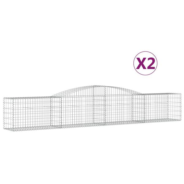 vidaXL Kosze gabionowe, 2 szt, 400x50x60/80 cm, galwanizowane żelazo