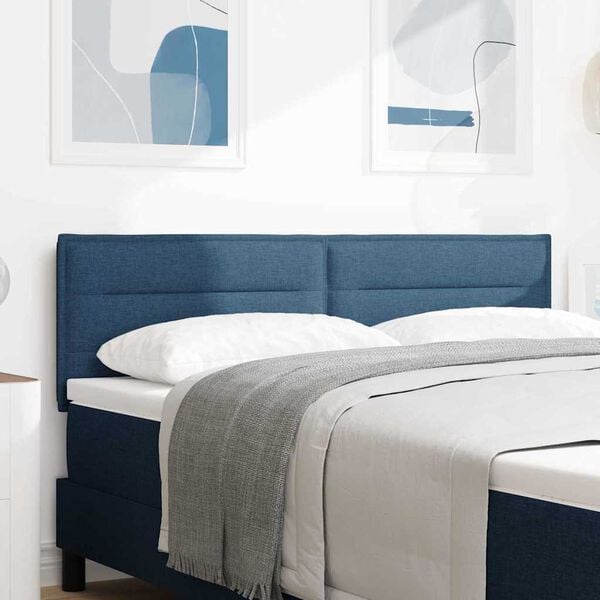 vidaXL Zagł&oacute;wek Z zagł&oacute;wkiem Niebieski 160 cm Sk&oacute;ra ekologiczna