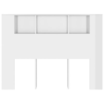 vidaXL Wezgłowie łóżka z półkami, biel z połyskiem, 140x18,5x104,5 cm