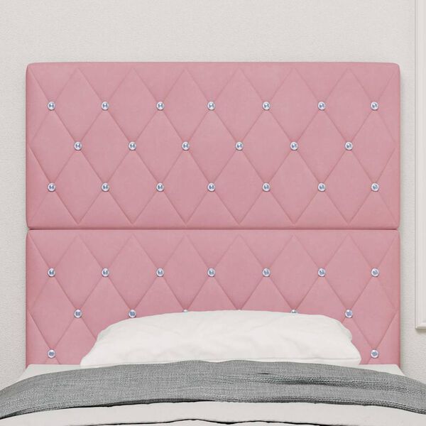 vidaXL Wezgłowie LED Ze LED Lights Z zagł&oacute;wkiem R&oacute;żowy 90 cm Poliester