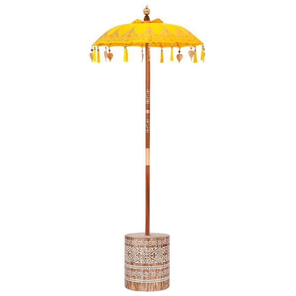 vidaXL Baliński Parasol z Bazą Ż&oacute;łty 95 x 95 x 260 cm