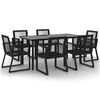 vidaXL 7-częściowy zestaw mebli ogrodowych, czarny, rattan PVC