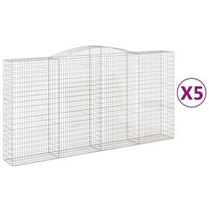 vidaXL Kosze gabionowe, 5 szt, 400x50x200/220 cm, galwanizowane żelazo