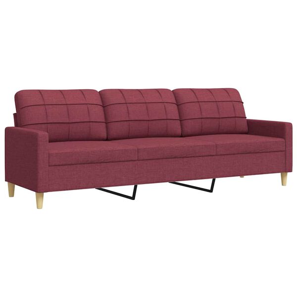 vidaXL Sofa 3-osobowa, winna czerwień, 210 cm,tapicerowana tkaniną