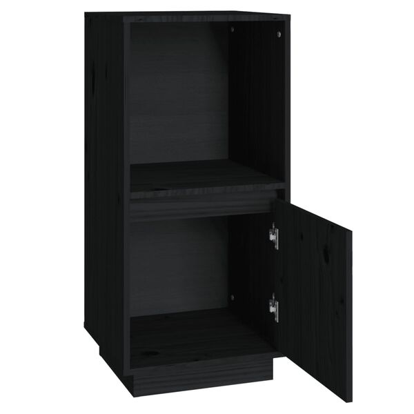 vidaXL Szafka, czarna, 38x35x80 cm, lite drewno sosnowe