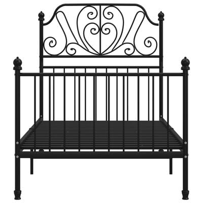 vidaXL Rama łóżka, czarna, metalowa, 100 x 200 cm