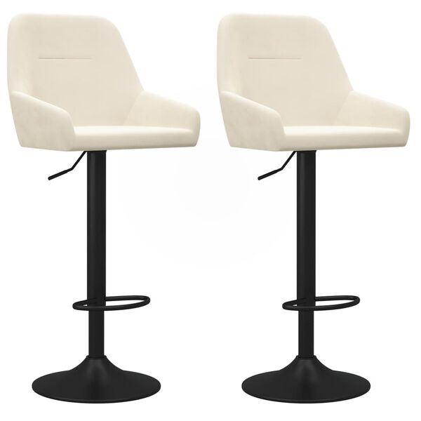 vidaXL Stołki barowe, 2 szt., kremowe, obite aksamitem